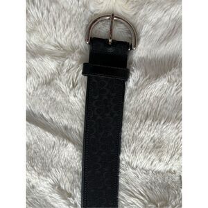 NWOT Authentic Coach Black Silver Hardware Women's 5 Holes Belt Leather Medium